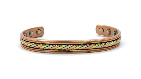 Brazalete de cobre con detalle en 3 tonos