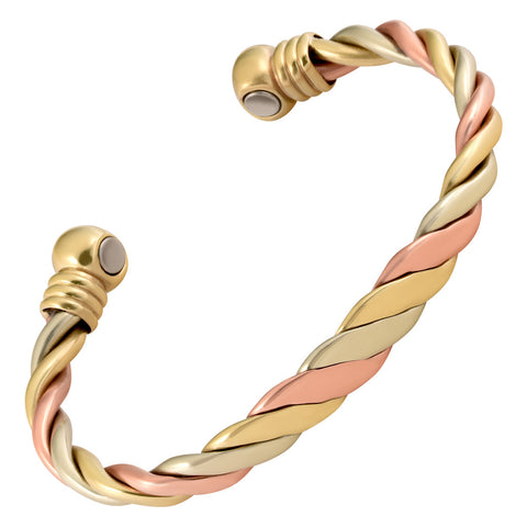 Brazalete de plata y cobre martillado