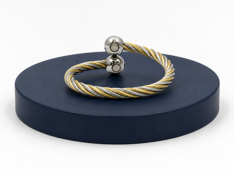 Pulsera de Cuerda Magnética – Bicolor y Plata