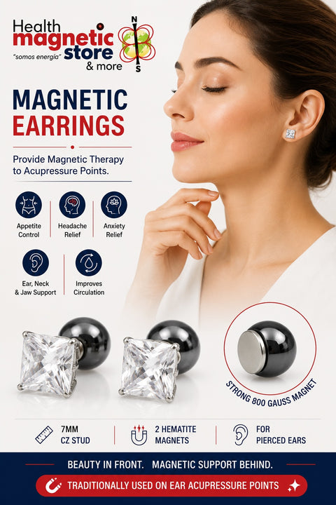 Pendientes magnéticos con circonitas cuadradas