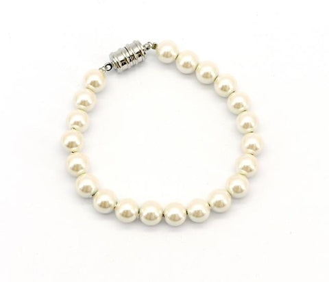 Pulsera de Perlas Magnéticas Blancas de 8mm