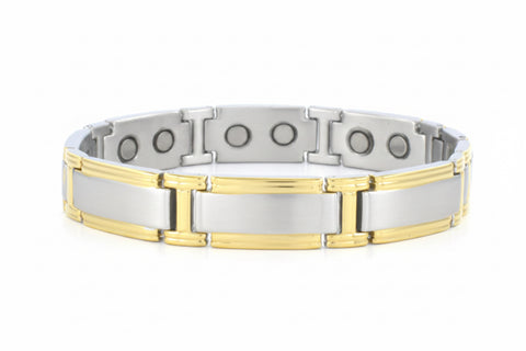 Pulsera Ancha Neomagnética Oro/Plata