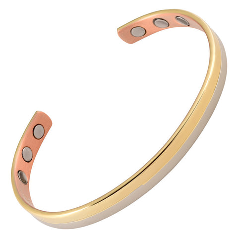 Brazalete de plata y cobre martillado