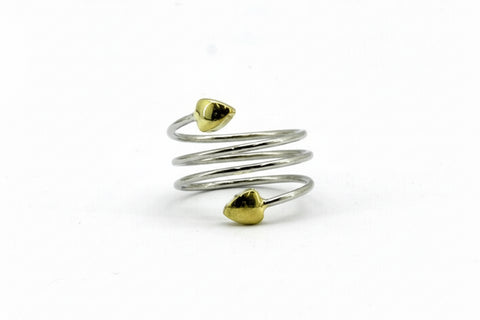 Anillo reductor de grasa en plata con extremo dorado