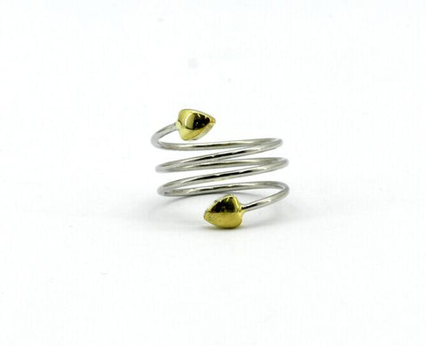 Anillo reductor de grasa en plata con extremo dorado