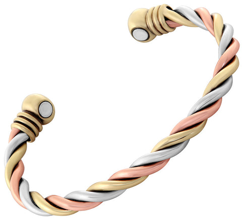 Brazalete de plata y cobre martillado