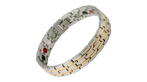 Pulsera de terapia magnética 4 en 1 Ionic Silver Gold Link