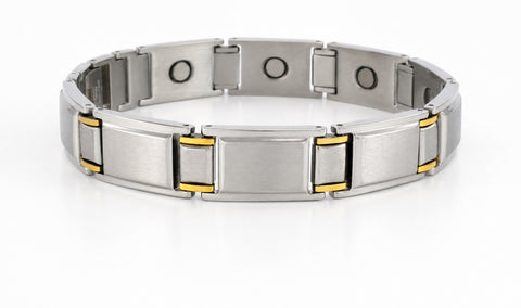 Pulsera Ancha Neomagnética Oro/Plata