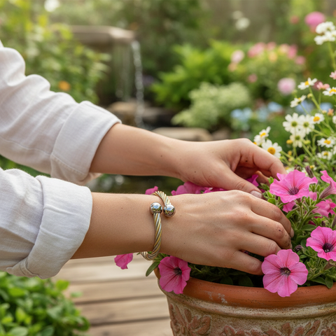 Pulsera de Cuerda Magnética – Bicolor y Plata
