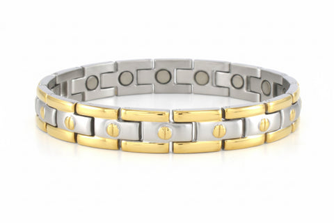 Pulsera Ancha Neomagnética Oro/Plata