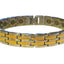Pulsera magnética de acero inoxidable con líneas doradas y plateadas