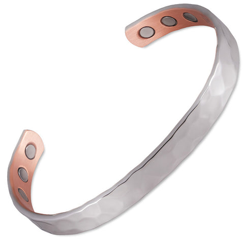 Brazalete de plata y cobre martillado