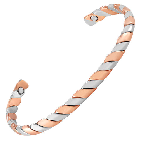 Brazalete de plata y cobre martillado