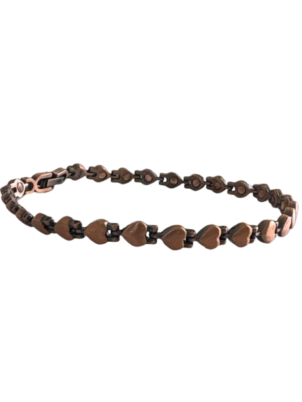 Pulsera o tobillera antigua de corazones de cobre