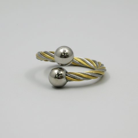 Anillo de cuerda magnética – Bicolor y plata