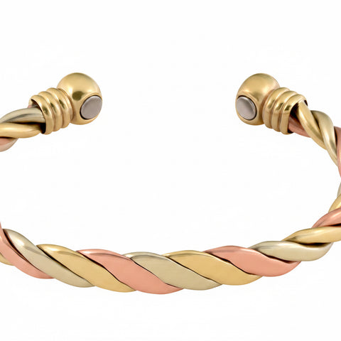 Brazalete de plata y cobre martillado